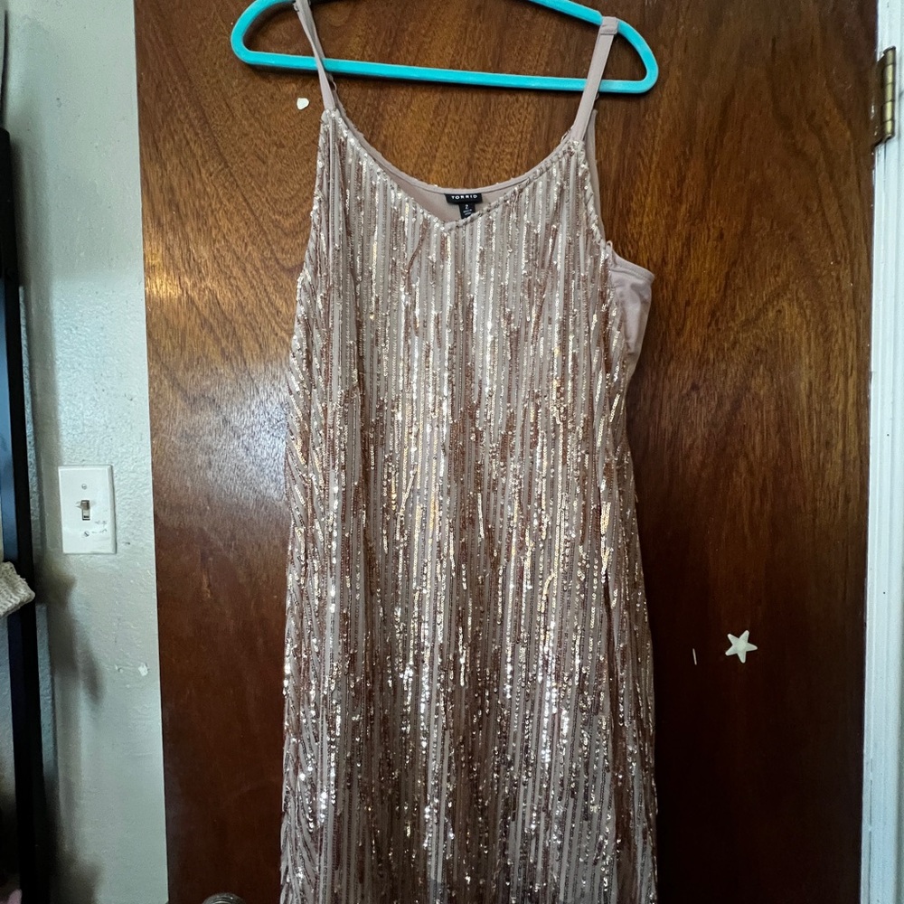Torrid Rose Gold Sequin Mini Dress